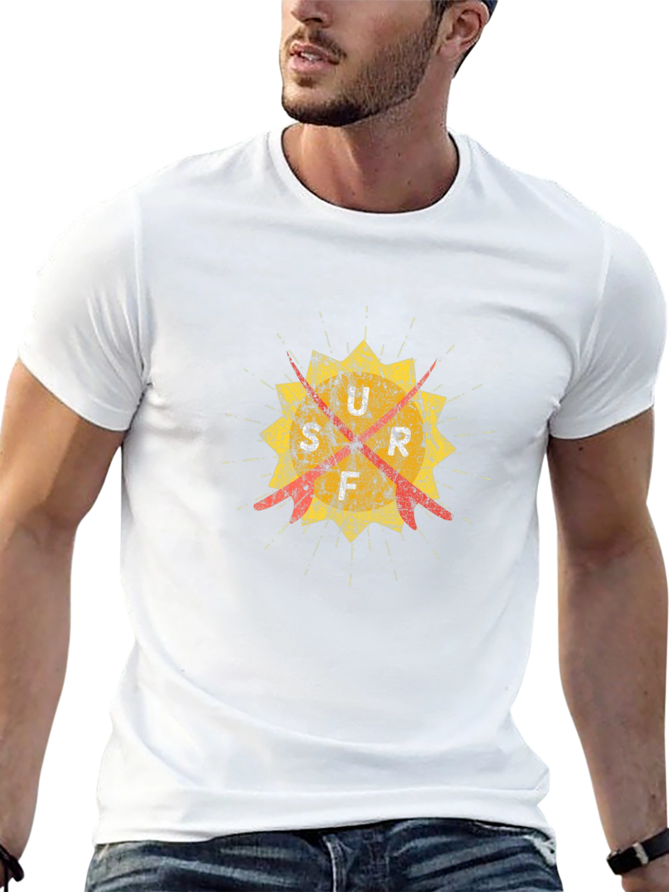 Distressed Graphic Tee - Retro Target Design - Black