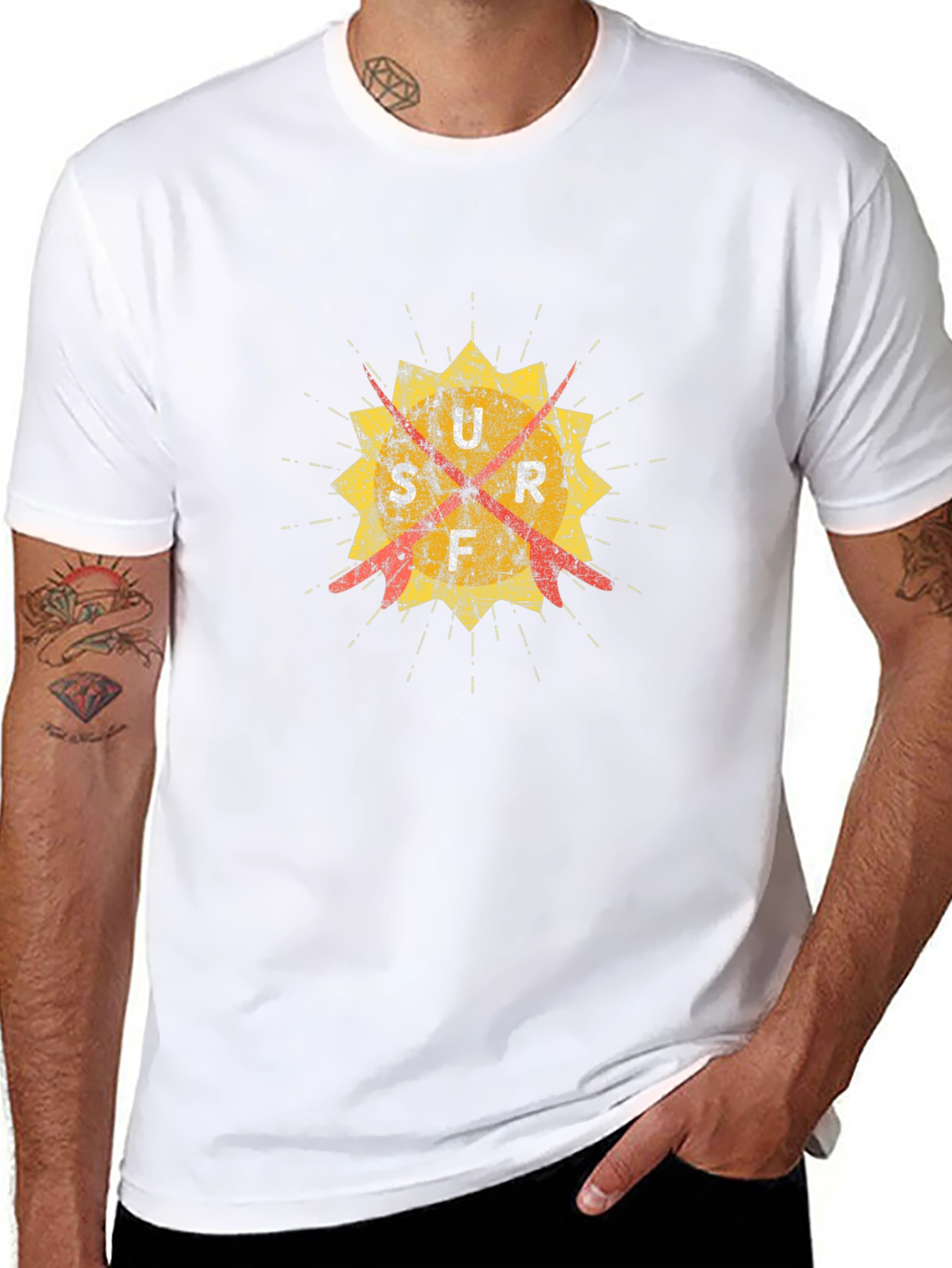 Distressed Graphic Tee - Retro Target Design - Black