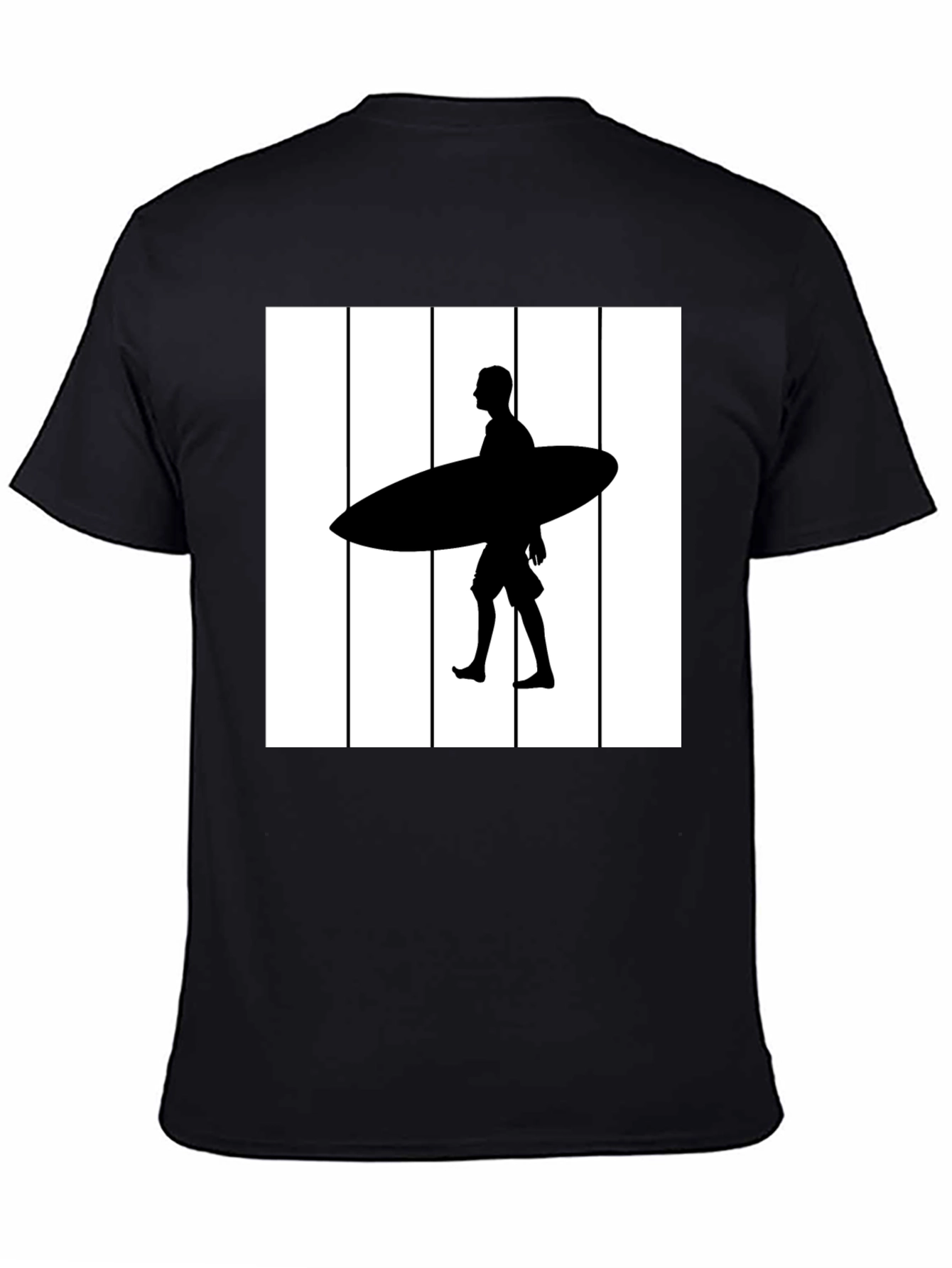 Surfer Silhouette Graphic Tee - Black Cotton Blend
