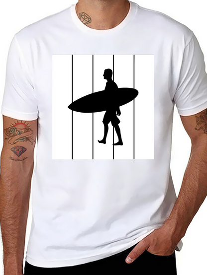 Surfer Silhouette Graphic Tee - Black Cotton Blend