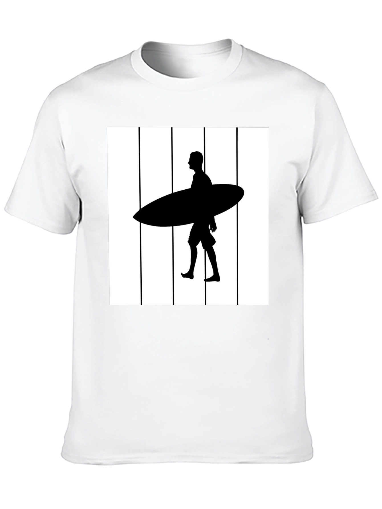 Surfer Silhouette Graphic Tee - Black Cotton Blend
