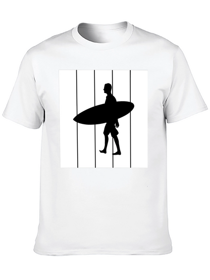 Surfer Silhouette Graphic Tee - Black Cotton Blend