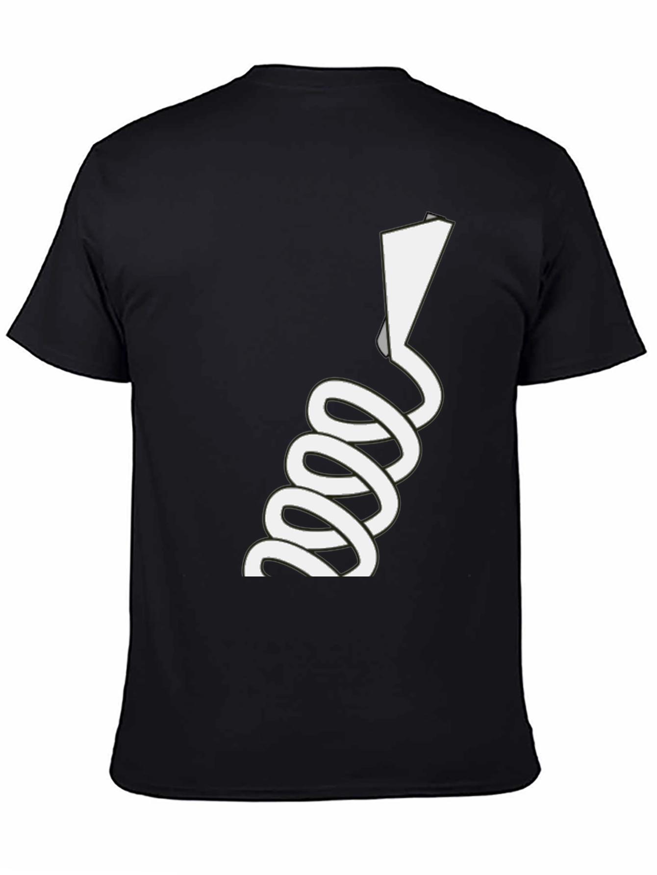 Novelty Black T-Shirt with White Spiraling Design