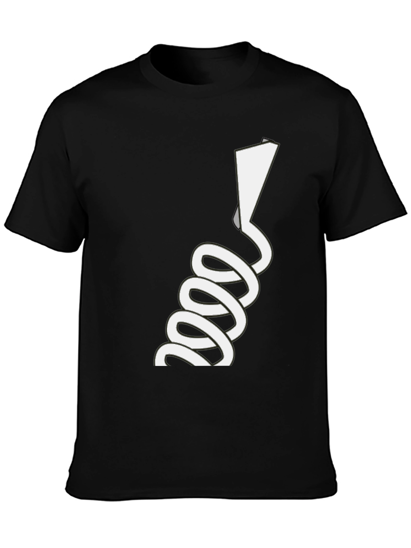 Novelty Black T-Shirt with White Spiraling Design