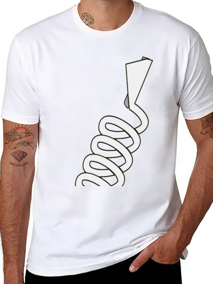 Novelty Black T-Shirt with White Spiraling Design