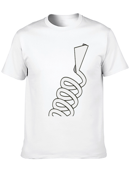 Novelty Black T-Shirt with White Spiraling Design