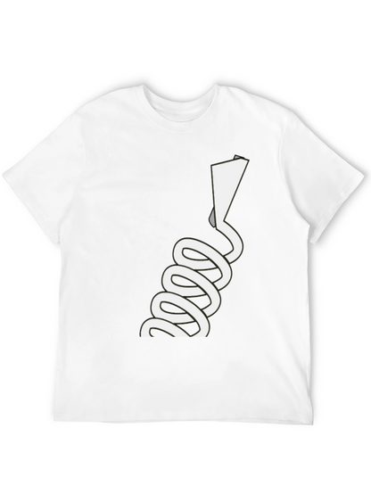 Novelty Black T-Shirt with White Spiraling Design