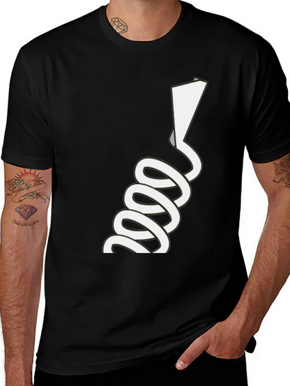 Novelty Black T-Shirt with White Spiraling Design