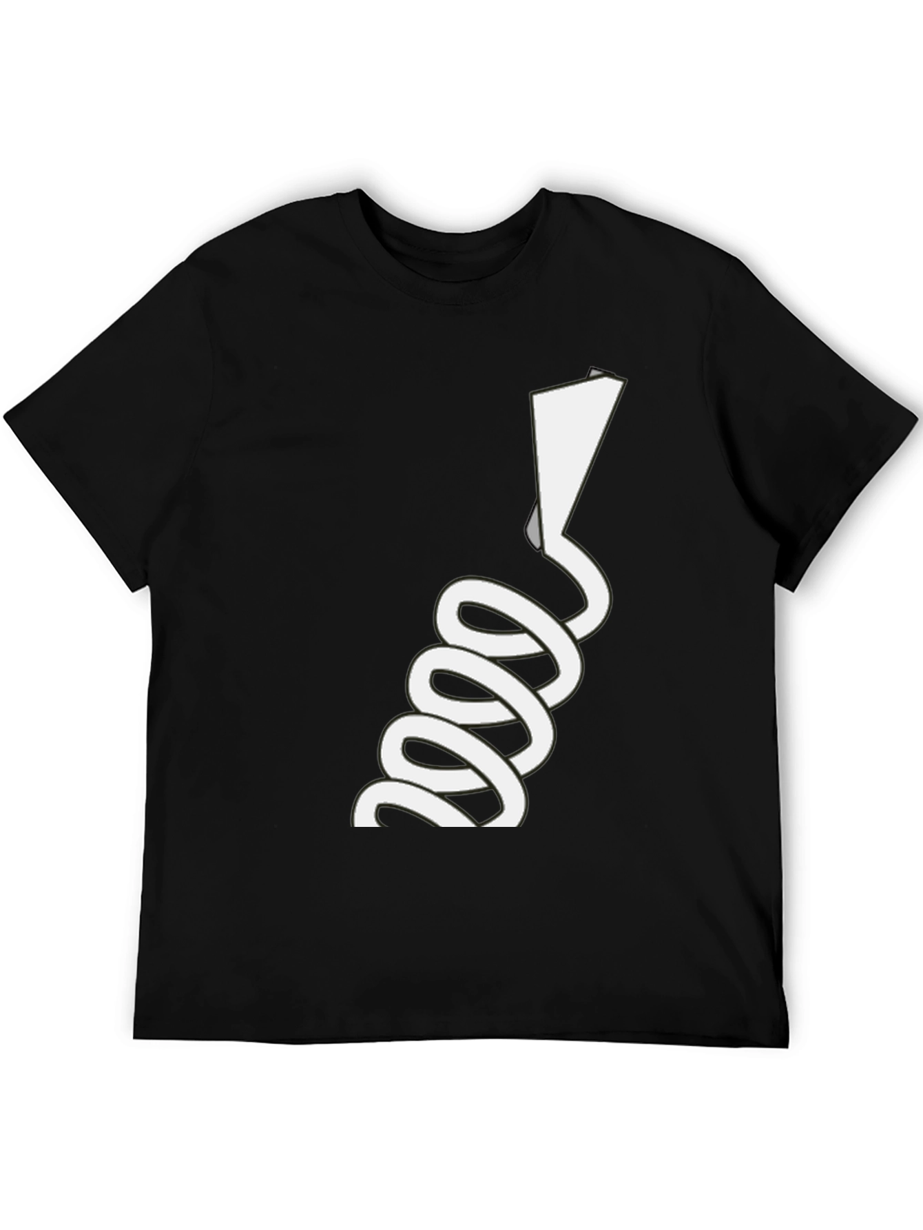 Novelty Black T-Shirt with White Spiraling Design