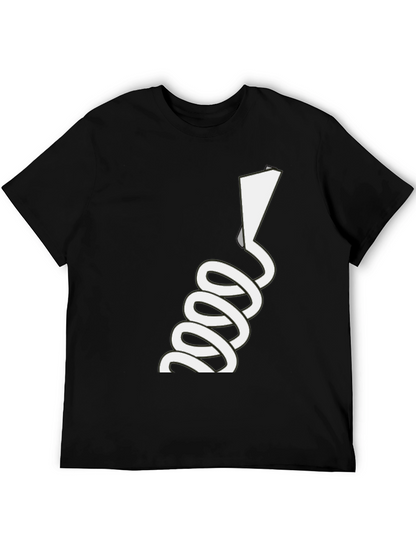 Novelty Black T-Shirt with White Spiraling Design