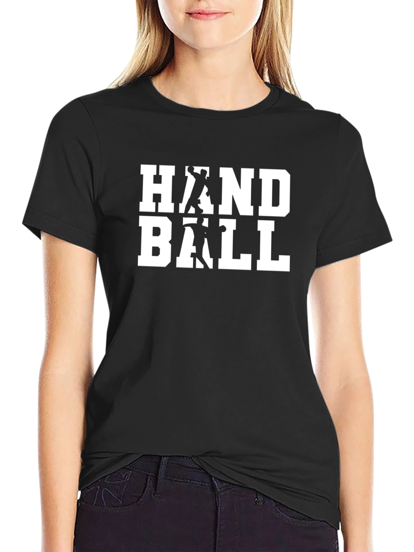 Handball Graphic Tee - Black Cotton T-Shirt