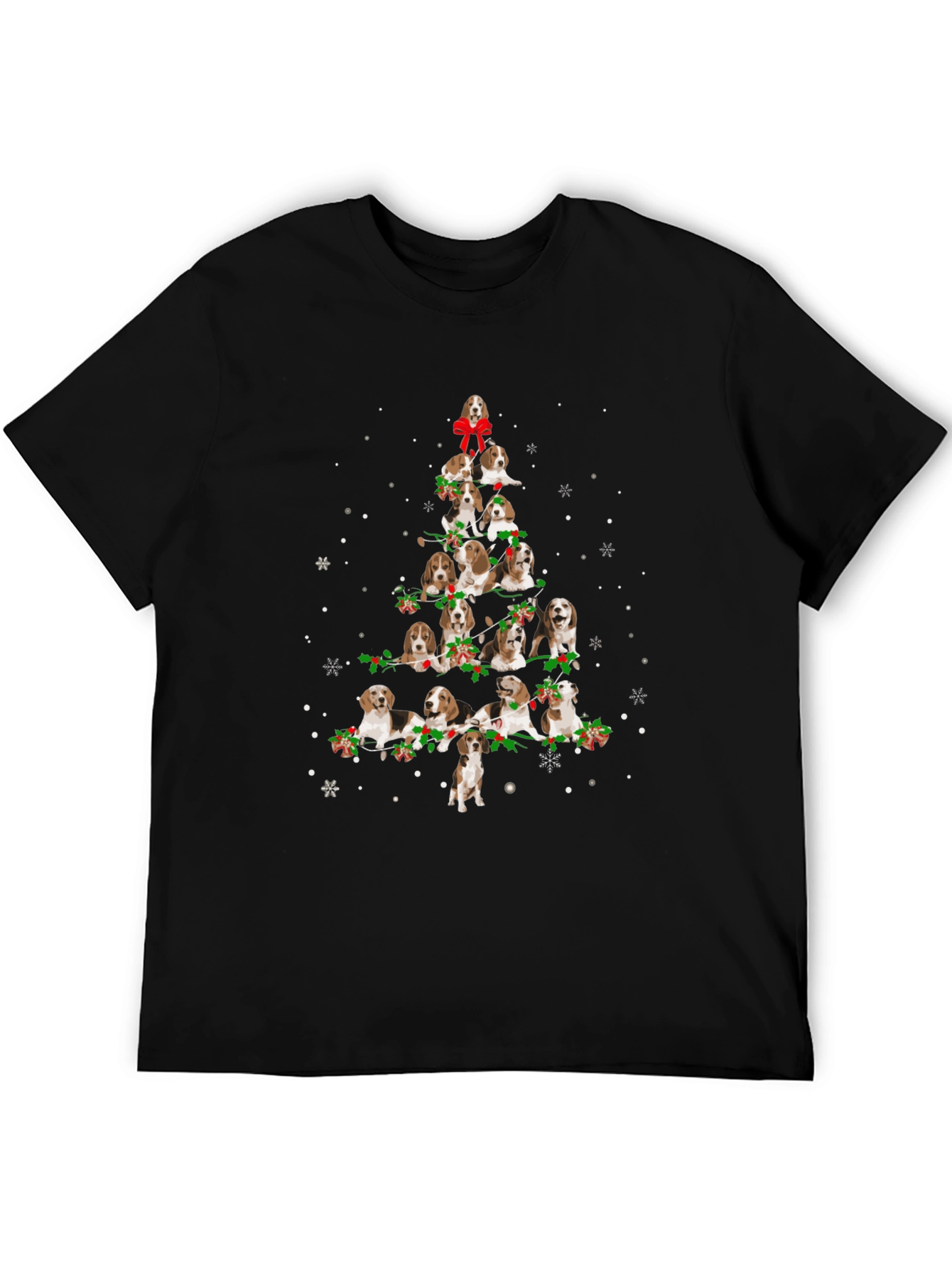 Beagle Christmas Tree Black T-Shirt