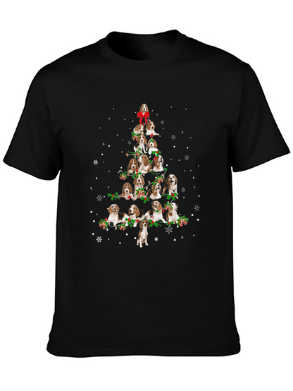 Beagle Christmas Tree Black T-Shirt