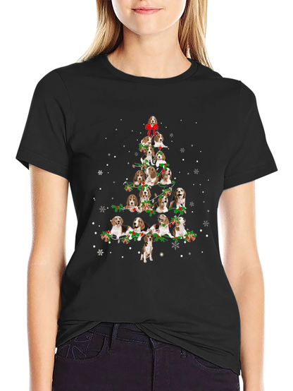 Beagle Christmas Tree Black T-Shirt
