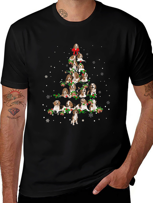 Beagle Christmas Tree Black T-Shirt