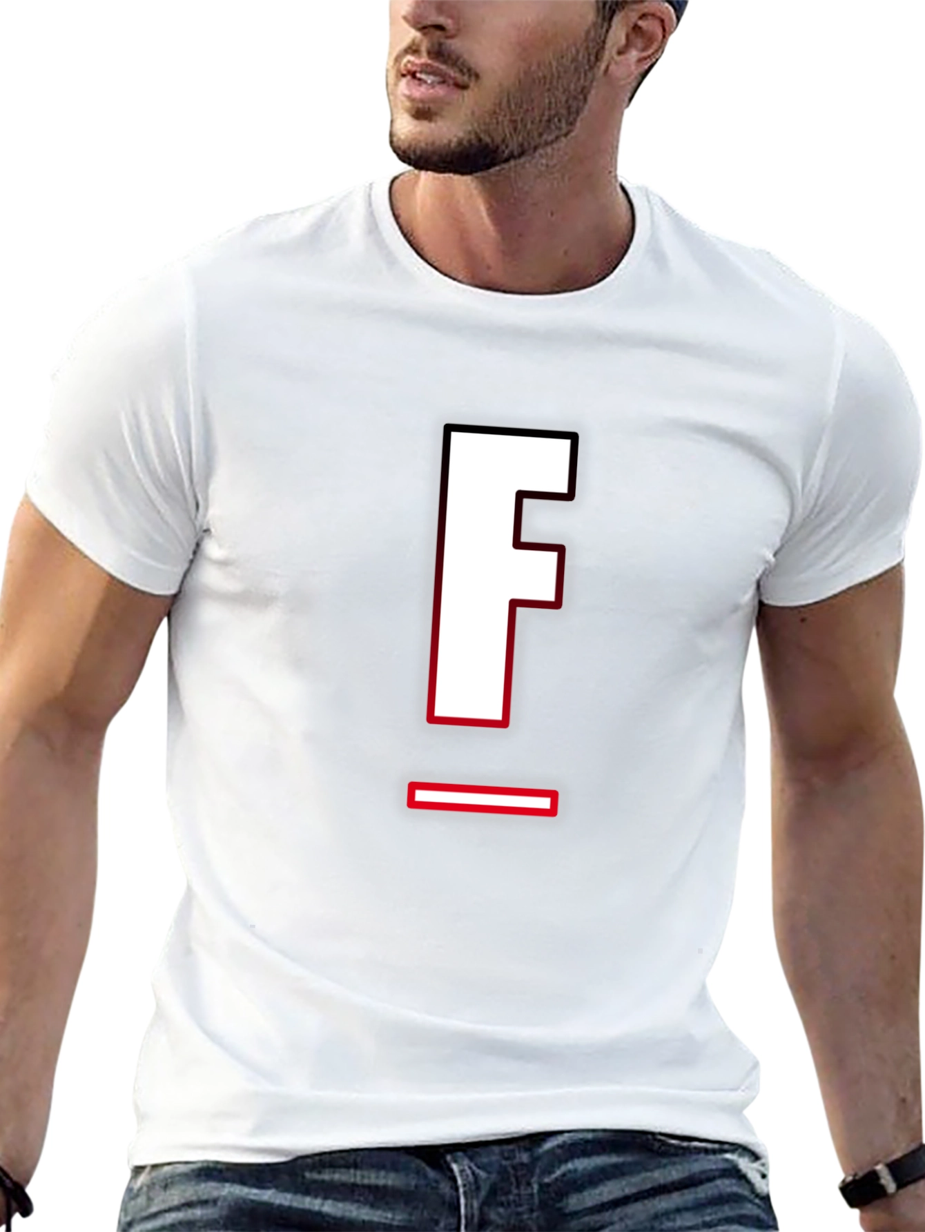 Letter F Graphic T-Shirt - Casual Style