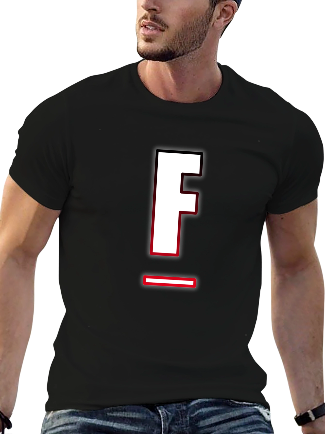Letter F Graphic T-Shirt - Casual Style