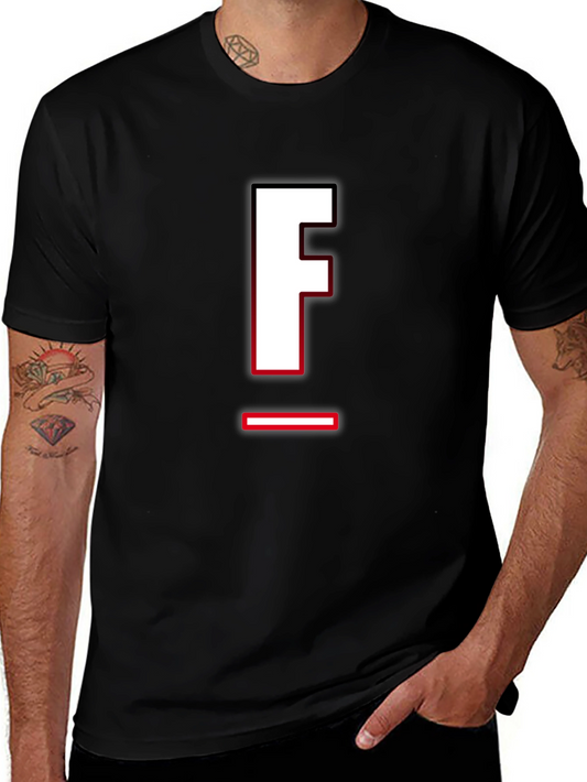 Letter F Graphic T-Shirt - Casual Style