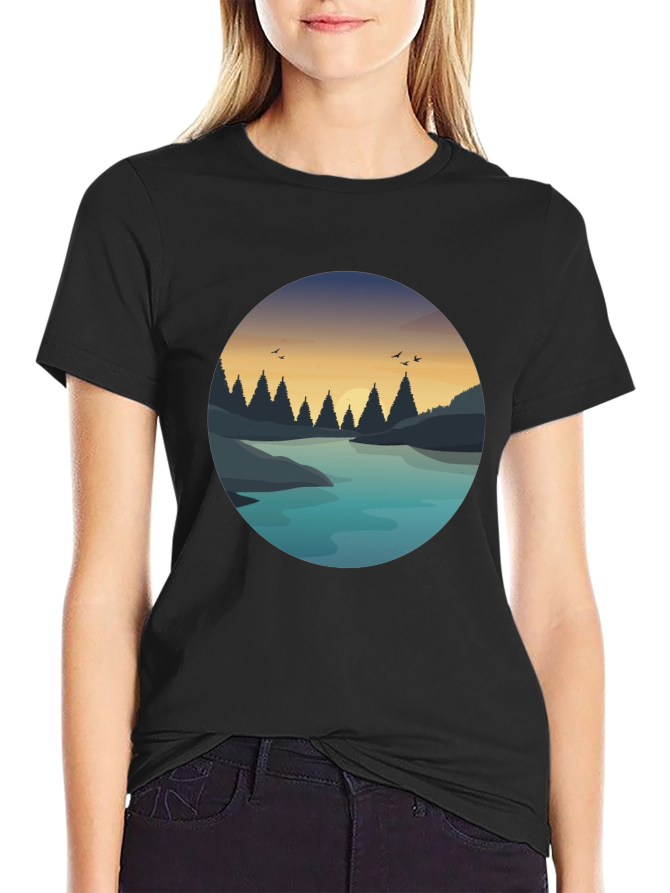 Nature Lake Graphic Print T-Shirt