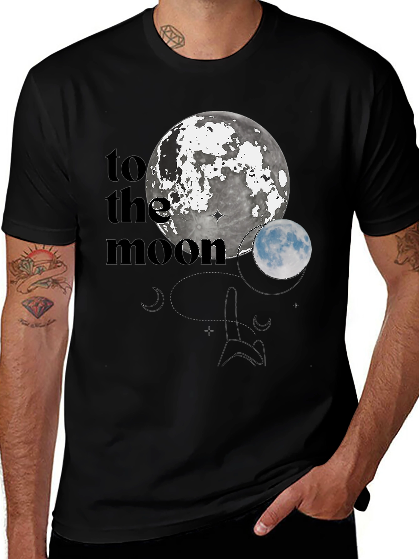 To The Moon Black Graphic Tee