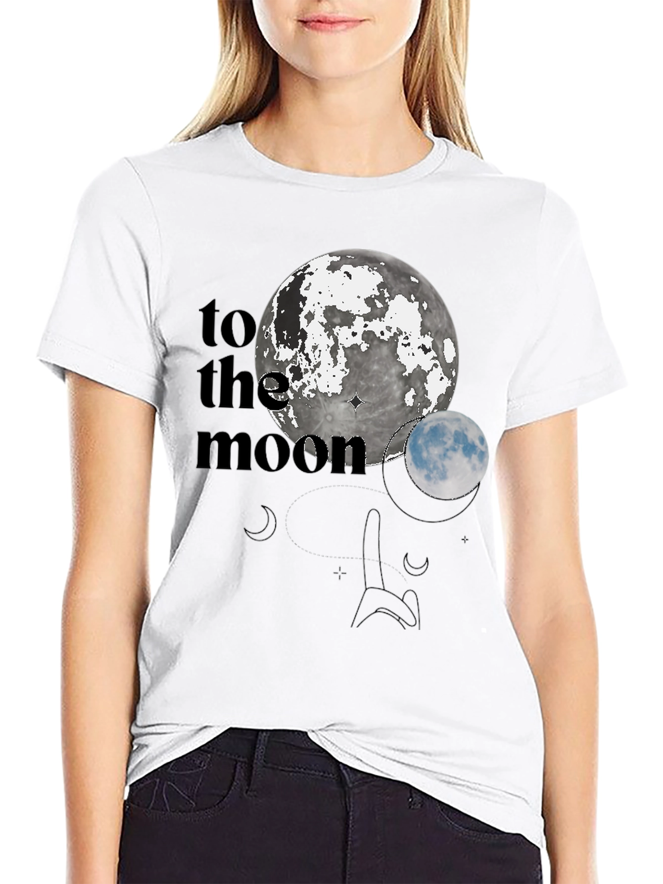 To The Moon Black Graphic Tee