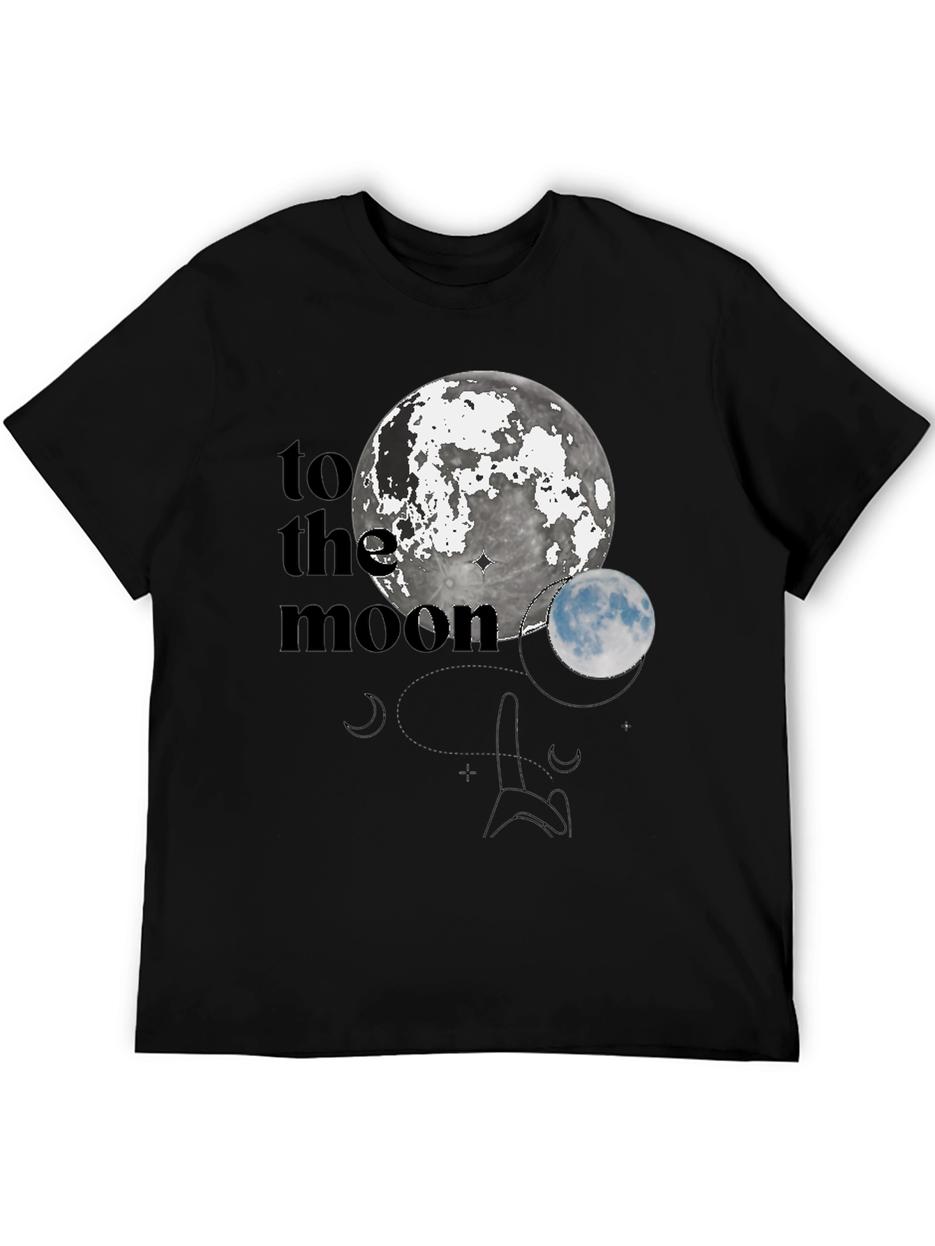 To The Moon Black Graphic Tee