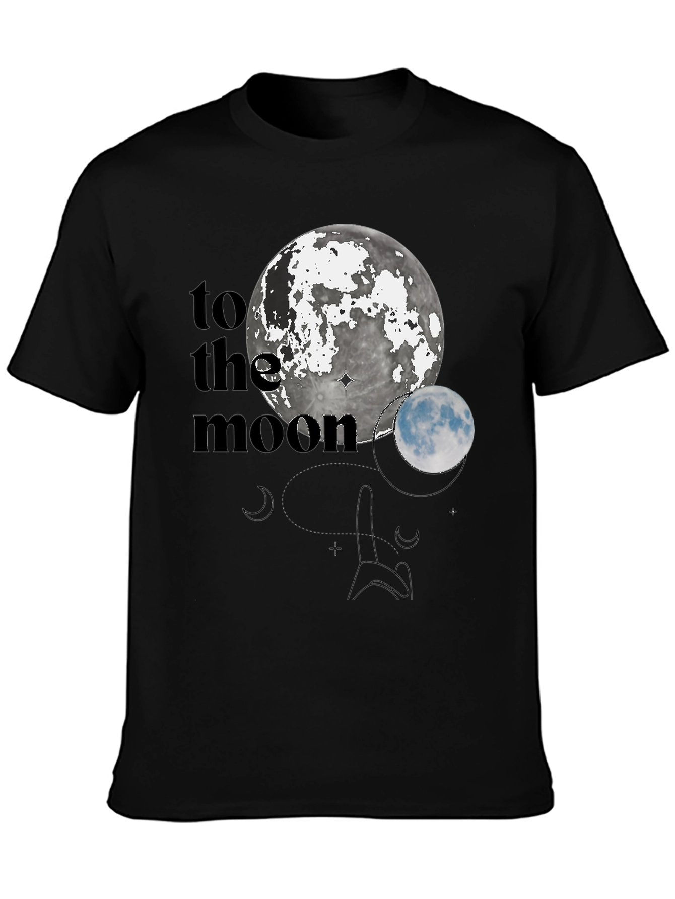 To The Moon Black Graphic Tee