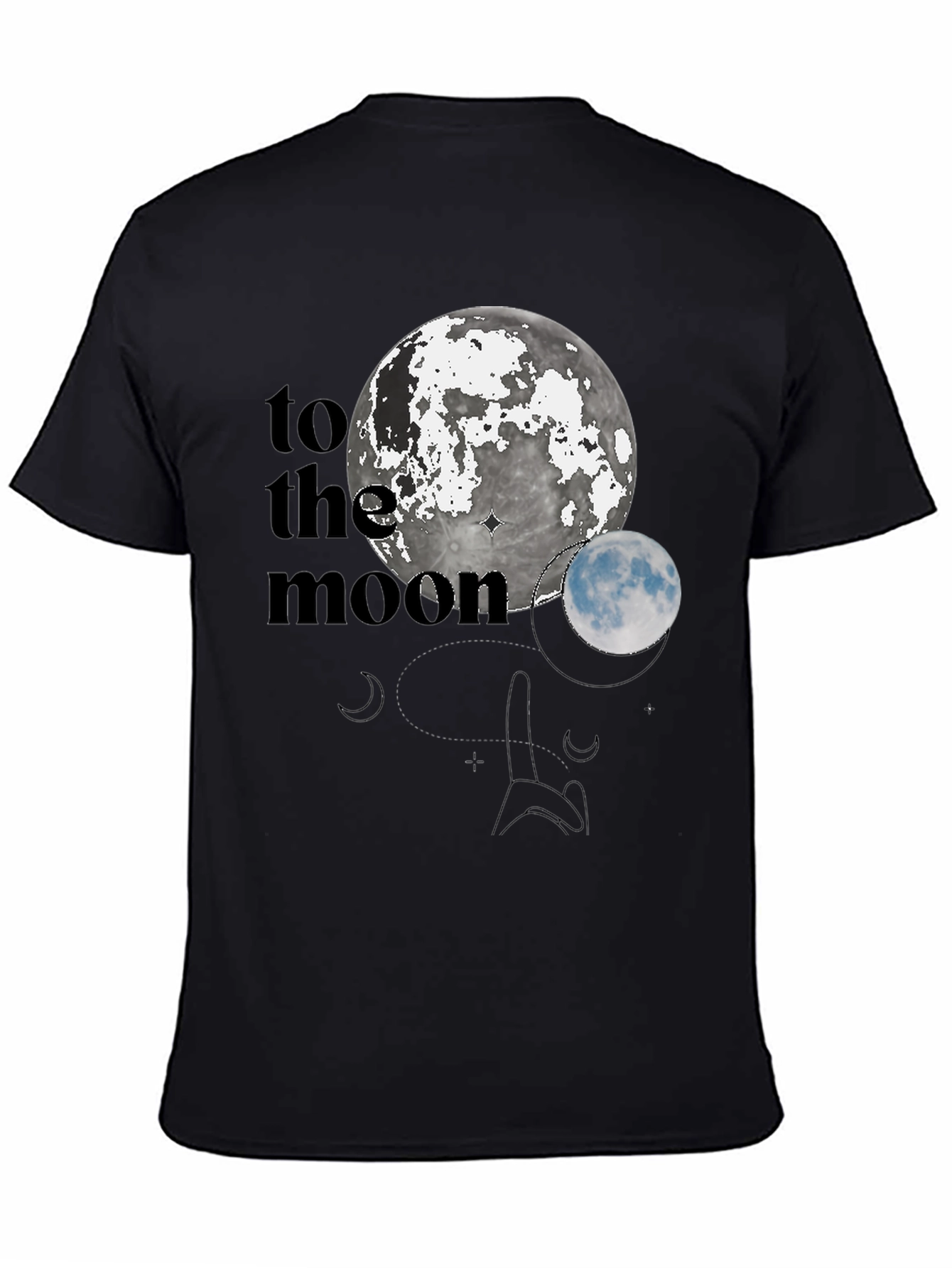 To The Moon Black Graphic Tee