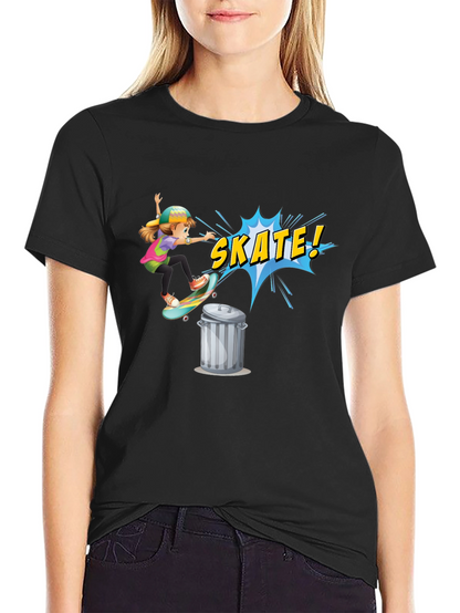 Skate Girl Graphic Tee - Cool Skateboarder T-Shirt