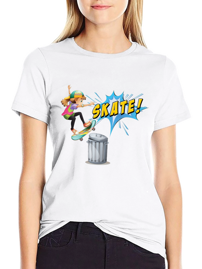 Skate Girl Graphic Tee - Cool Skateboarder T-Shirt
