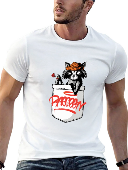 Raccoon in Pocket Graphic T-Shirt