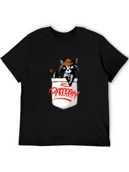 Raccoon in Pocket Graphic T-Shirt