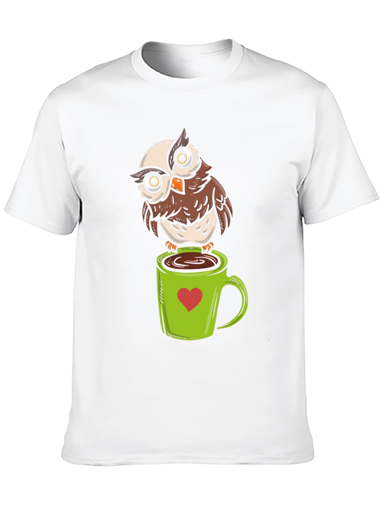 Owl on Coffee Mug Graphic T-Shirt