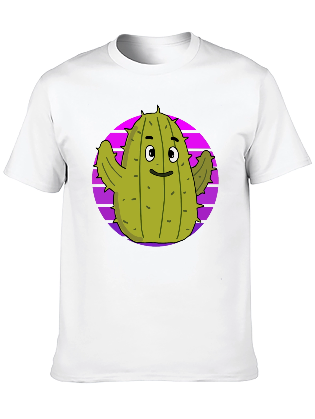 Fun Cactus Graphic Tee - Black Cotton T-Shirt