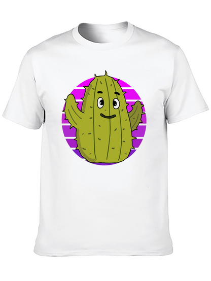 Fun Cactus Graphic Tee - Black Cotton T-Shirt