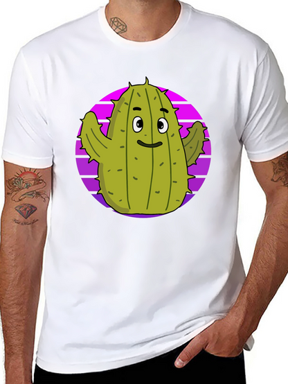 Fun Cactus Graphic Tee - Black Cotton T-Shirt