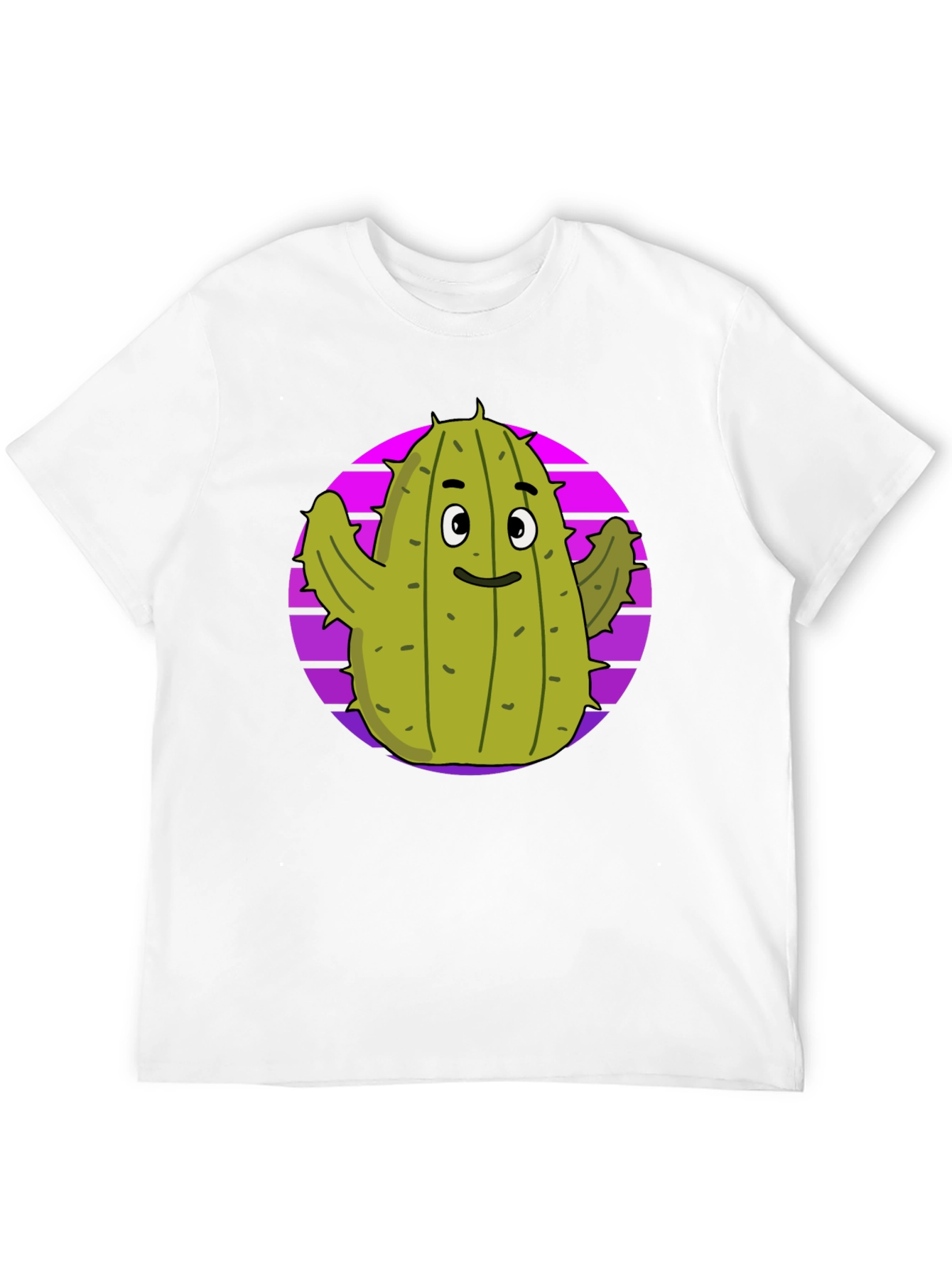 Fun Cactus Graphic Tee - Black Cotton T-Shirt