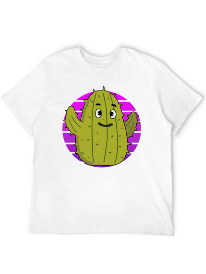 Fun Cactus Graphic Tee - Black Cotton T-Shirt