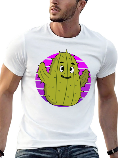 Fun Cactus Graphic Tee - Black Cotton T-Shirt