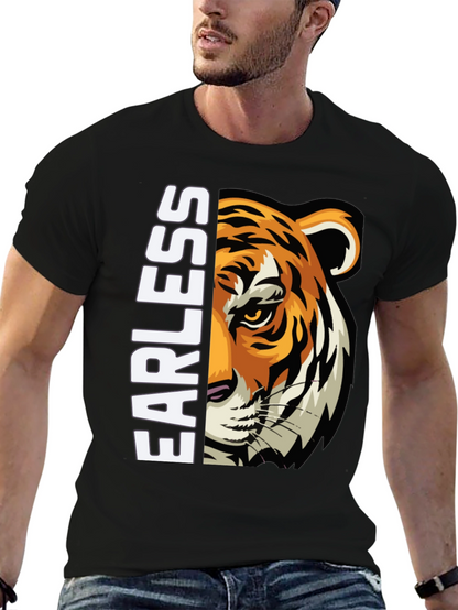 Fearless Tiger Graphic Print Black T-Shirt