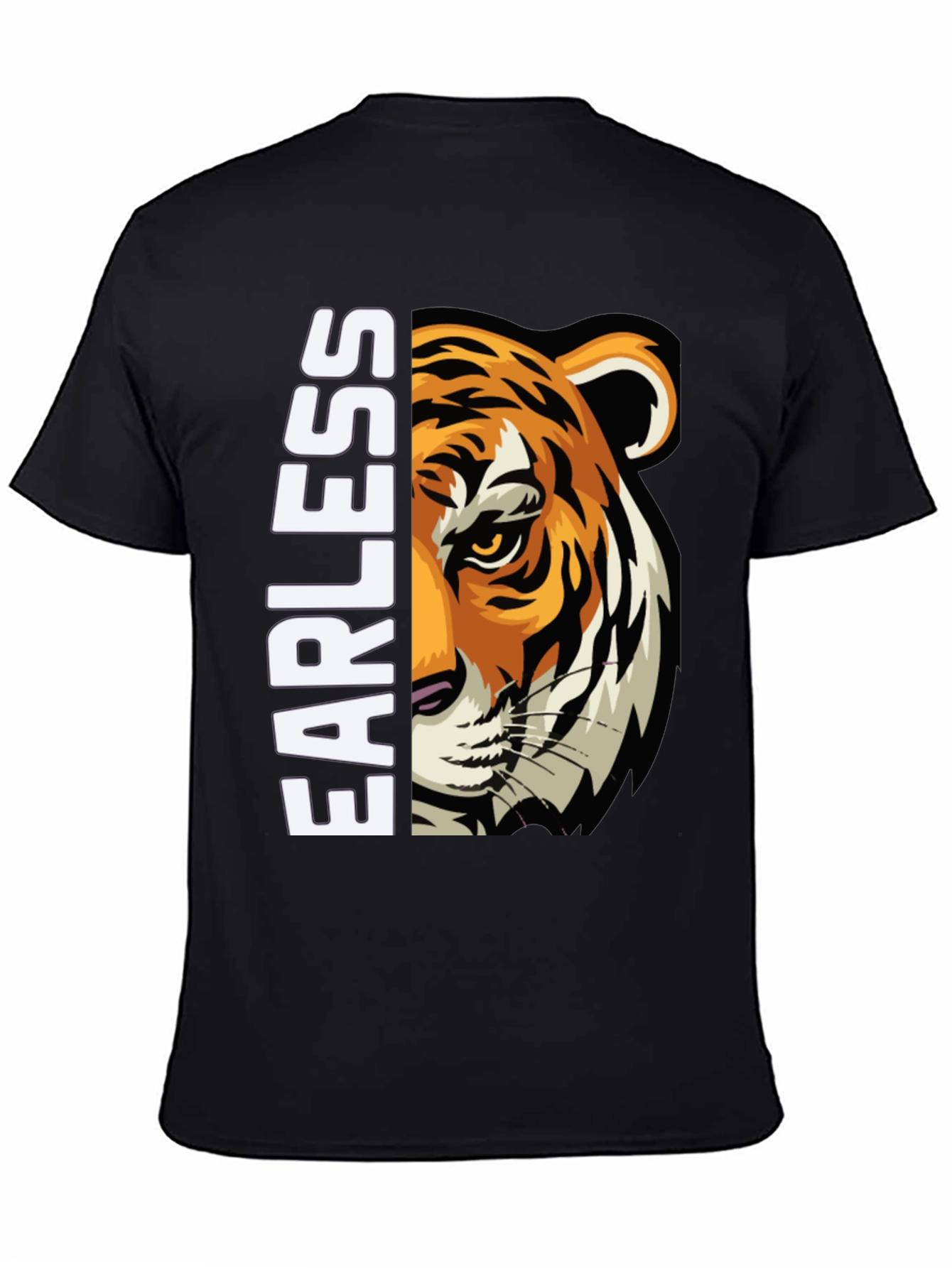 Fearless Tiger Graphic Print Black T-Shirt