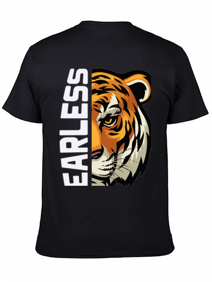 Fearless Tiger Graphic Print Black T-Shirt