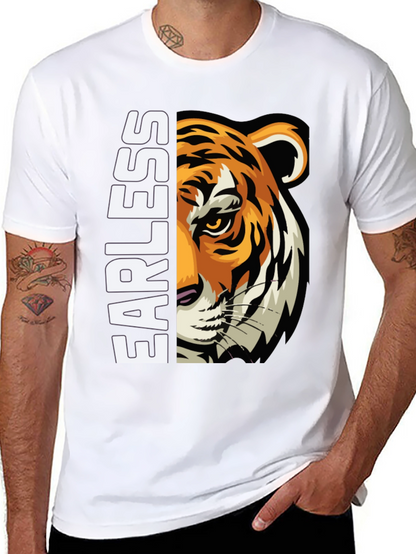 Fearless Tiger Graphic Print Black T-Shirt