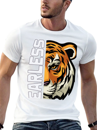Fearless Tiger Graphic Print Black T-Shirt