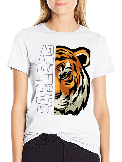 Fearless Tiger Graphic Print Black T-Shirt
