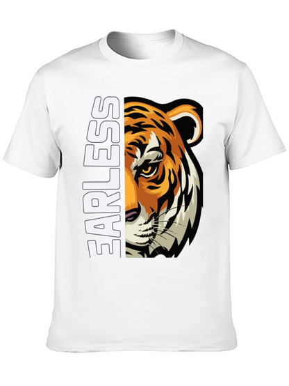 Fearless Tiger Graphic Print Black T-Shirt