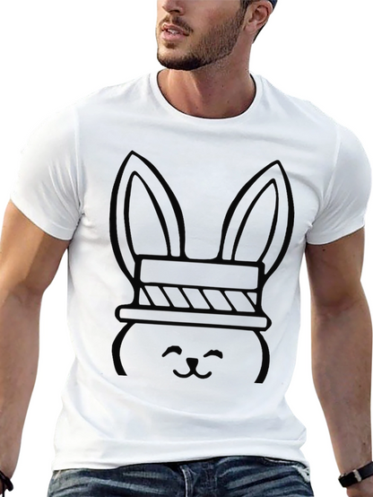 Bunny Tee: Black Cotton Graphic T-Shirt