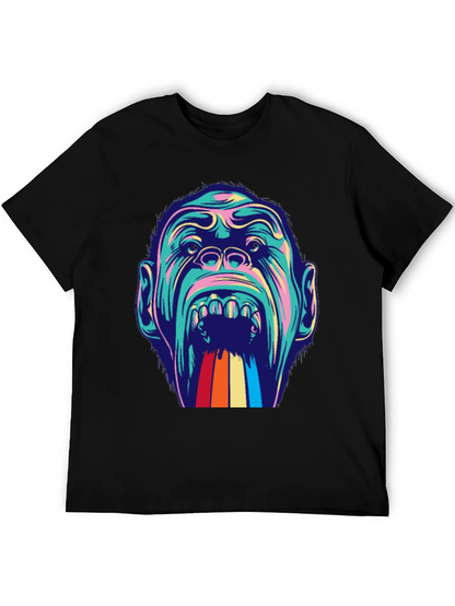Retro Primate Graphic Tee - Vivid Monkey Rainbow