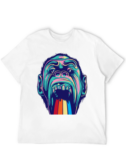 Retro Primate Graphic Tee - Vivid Monkey Rainbow