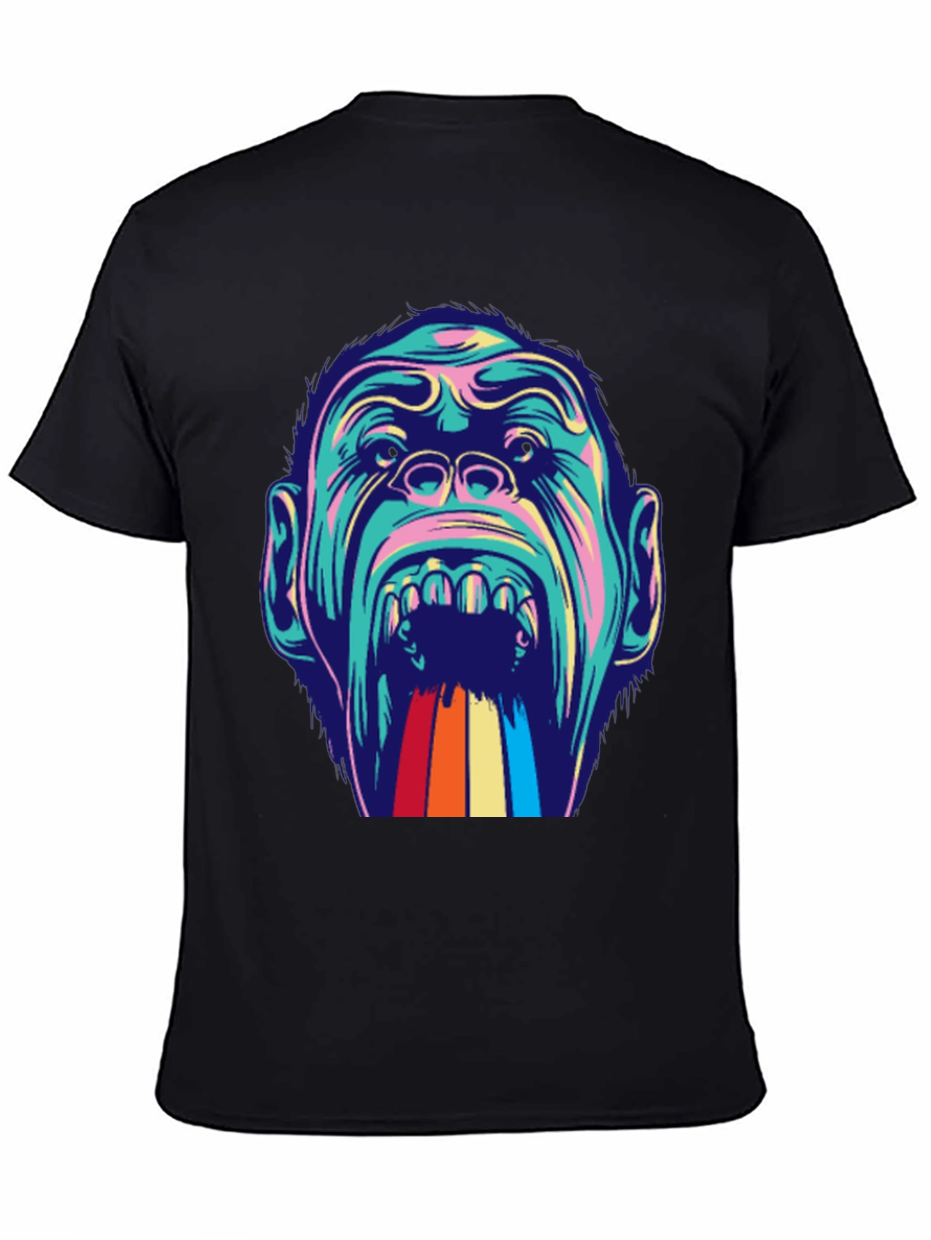 Retro Primate Graphic Tee - Vivid Monkey Rainbow